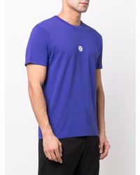 violettes T-Shirt mit einem Rundhalsausschnitt von Stone Island