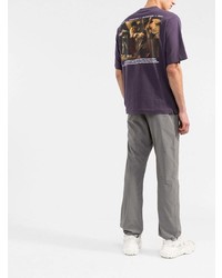 violettes T-Shirt mit einem Rundhalsausschnitt von Off-White