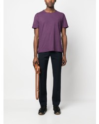violettes T-Shirt mit einem Rundhalsausschnitt von Massimo Alba
