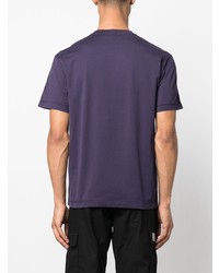 violettes T-Shirt mit einem Rundhalsausschnitt von Stone Island