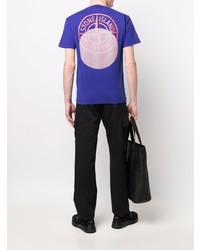 violettes T-Shirt mit einem Rundhalsausschnitt von Stone Island