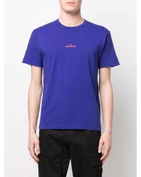 violettes T-Shirt mit einem Rundhalsausschnitt von Stone Island