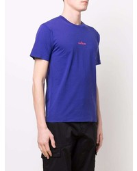 violettes T-Shirt mit einem Rundhalsausschnitt von Stone Island