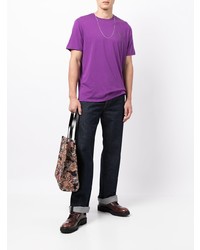 violettes T-Shirt mit einem Rundhalsausschnitt von Armani Exchange