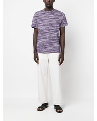 violettes T-Shirt mit einem Rundhalsausschnitt von Missoni