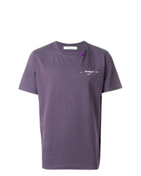 violettes T-Shirt mit einem Rundhalsausschnitt von Off-White