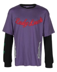 violettes T-Shirt mit einem Rundhalsausschnitt von PACCBET