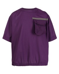 violettes T-Shirt mit einem Rundhalsausschnitt von Sacai