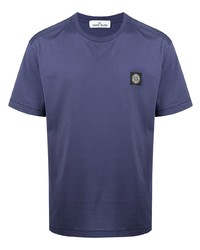 violettes T-Shirt mit einem Rundhalsausschnitt von Stone Island