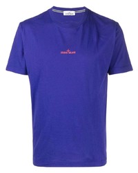 violettes T-Shirt mit einem Rundhalsausschnitt von Stone Island