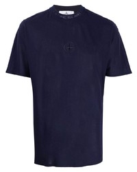 violettes T-Shirt mit einem Rundhalsausschnitt von Stone Island