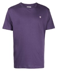 violettes T-Shirt mit einem Rundhalsausschnitt von Wood Wood