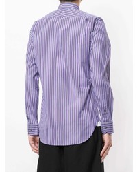 violettes vertikal gestreiftes Langarmhemd von Kent & Curwen