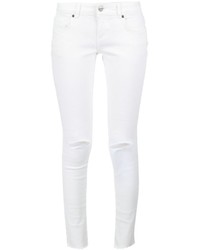weiße enge Jeans aus Baumwolle mit Destroyed-Effekten