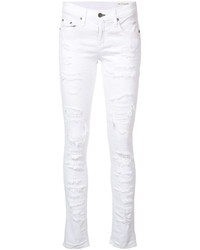 weiße enge Jeans aus Baumwolle mit Destroyed-Effekten von Rag & Bone