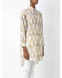 weiße bedruckte Bluse mit Knöpfen von Andrea Marques