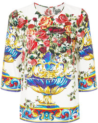 weiße bedruckte Bluse von Dolce & Gabbana