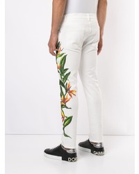 weiße bedruckte enge Jeans von Dolce & Gabbana