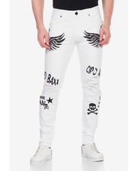 weiße bedruckte enge Jeans von Cipo & Baxx