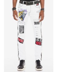 weiße bedruckte enge Jeans von Cipo & Baxx
