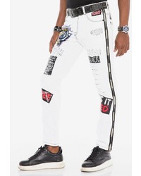 weiße bedruckte enge Jeans von Cipo & Baxx