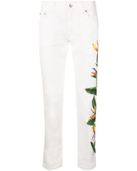 weiße bedruckte enge Jeans von Dolce & Gabbana
