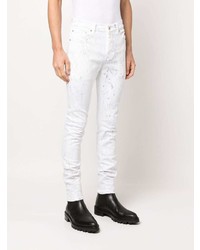 weiße bedruckte enge Jeans von purple brand