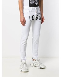 weiße bedruckte enge Jeans von DSQUARED2