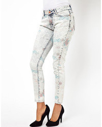 weiße bedruckte enge Jeans von Insight