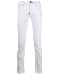 weiße bedruckte enge Jeans von Philipp Plein