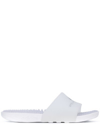 weiße bedruckte flache Sandalen von adidas by Stella McCartney