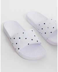 weiße bedruckte Gummi flache Sandalen von Nike