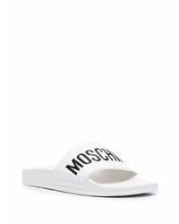 weiße bedruckte Gummi Sandalen von Moschino