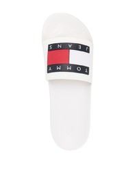 weiße bedruckte Gummi Sandalen von Tommy Jeans