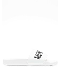 weiße bedruckte Gummi Sandalen von Moschino