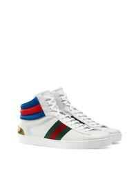 weiße bedruckte hohe Sneakers aus Leder von Gucci