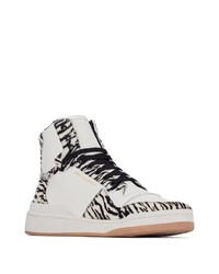 weiße bedruckte hohe Sneakers aus Leder von Saint Laurent
