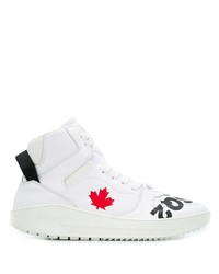 weiße bedruckte hohe Sneakers aus Leder von DSQUARED2