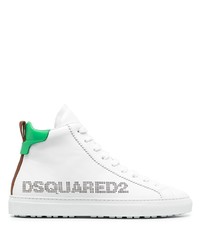 weiße bedruckte hohe Sneakers aus Leder von DSQUARED2