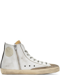 weiße bedruckte hohe Sneakers aus Leder von Golden Goose Deluxe Brand
