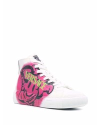 weiße bedruckte hohe Sneakers aus Leder von Versace