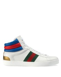weiße bedruckte hohe Sneakers aus Leder von Gucci