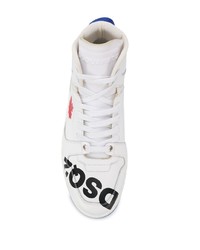 weiße bedruckte hohe Sneakers aus Leder von DSQUARED2