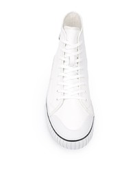 weiße bedruckte hohe Sneakers aus Leder von Karl Lagerfeld