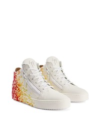 weiße bedruckte hohe Sneakers aus Leder von Giuseppe Zanotti