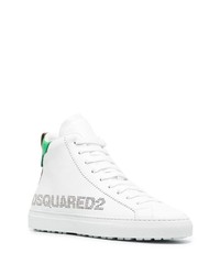 weiße bedruckte hohe Sneakers aus Leder von DSQUARED2