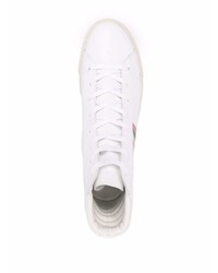 weiße bedruckte hohe Sneakers aus Leder von Paul Smith
