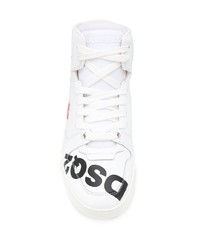 weiße bedruckte hohe Sneakers aus Leder von DSQUARED2