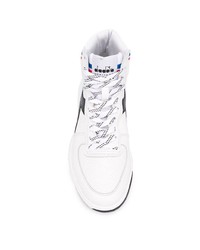 weiße bedruckte hohe Sneakers aus Leder von Diadora
