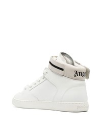 weiße bedruckte hohe Sneakers aus Leder von Palm Angels